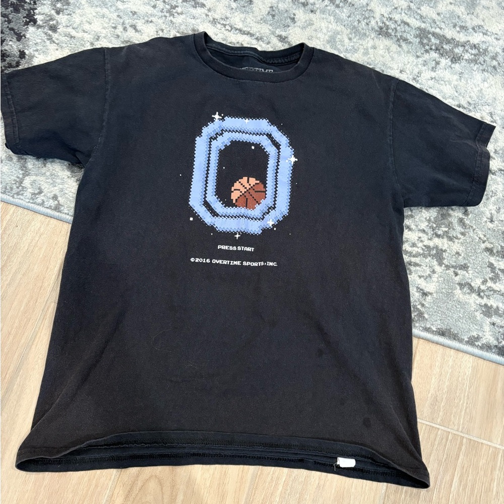 Black Kids Tee with Pixel Basketball Design